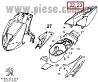 Carena spate originala Peugeot - Speedfight 2 - Speedfight WRC - X -Race - X-Team 2T 50-100cc (alba)